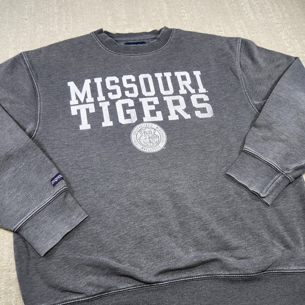 Vintage Missouri Tigers Sweatshirt Adult Large Jansport Gray‎ Cotton Fleece